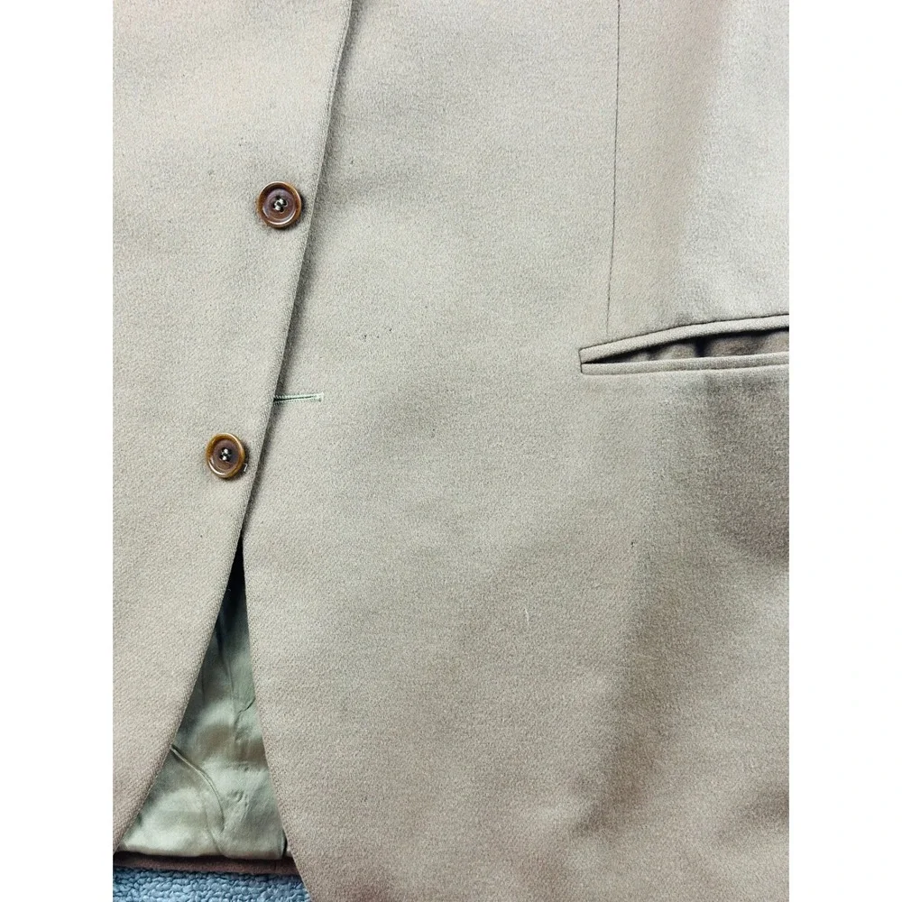 Vintage LEVETI Blazer Men 44R Tan Wool Cashmere Italy 3-Button Sport Coat Office